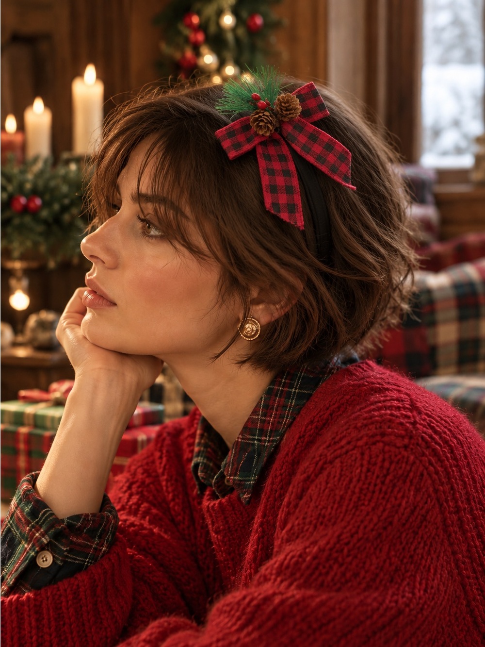 Christmas bow plaid Christmas Headband · Holiday Headband · Plaid Bow Headband